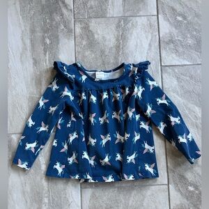 Hanna Andersson Navy Unicorn Long Sleeve Tee